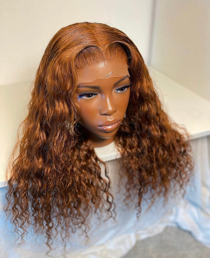 HD 5x5 closure ginger deep wave frontal unit