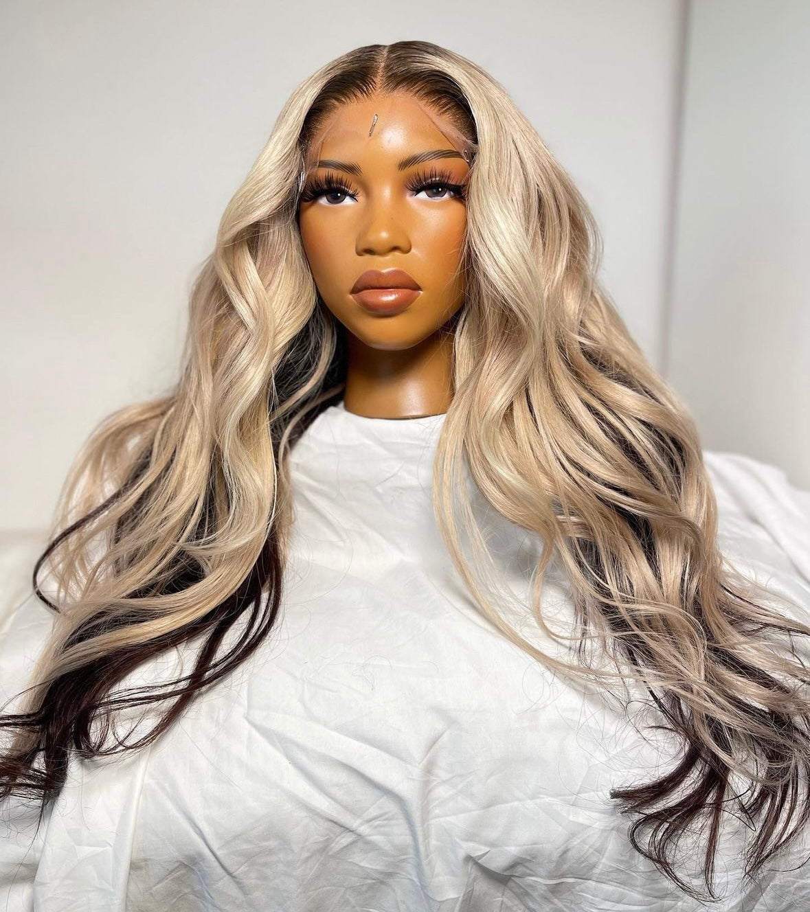 HD 6x6 closure blonde highlight wavey frontal