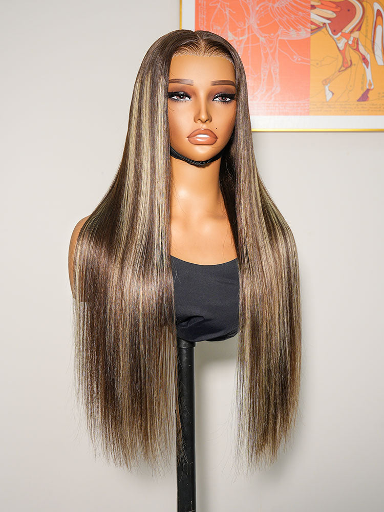 Highlight Customized Color Super Invisible LY Lace Wig Silky Straight 13x4 Lace Front Wig