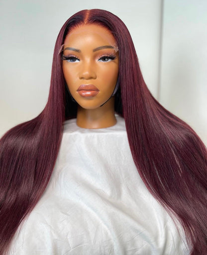 HD 6x6 closure burgundy straight frontal
