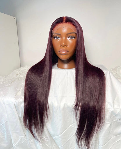 HD 6x6 closure burgundy straight frontal unit
