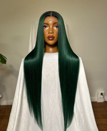 HD 4x4 closure dark green straight frontal unit