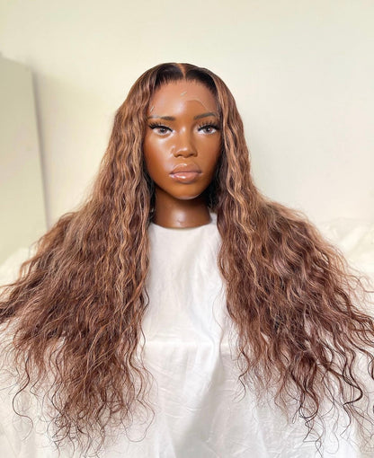 HD 5x5 closure golden brown loose wave frontal unit