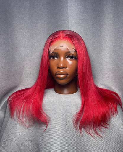 HD 5x5 closure bright red straight frontal unit