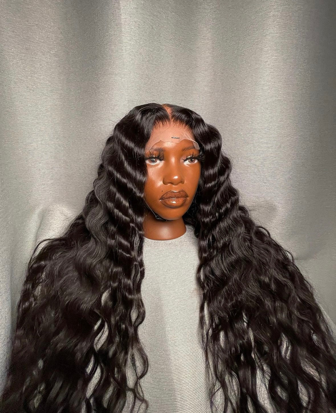 HD 5x5 closure jet black wavy fronta unit