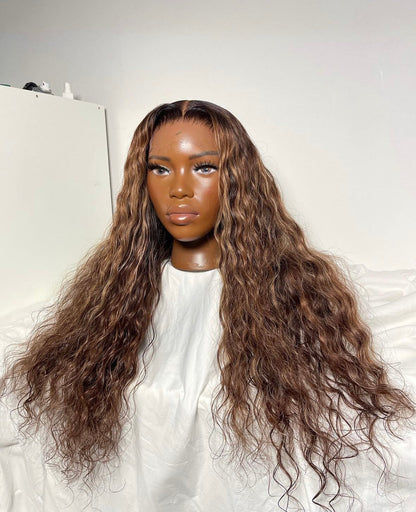 HD 5x5 closure golden brown loose wave frontal unit