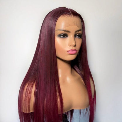 Colored Lace Front Wigs Straight Pre Plucked Human Hair With Baby Hair