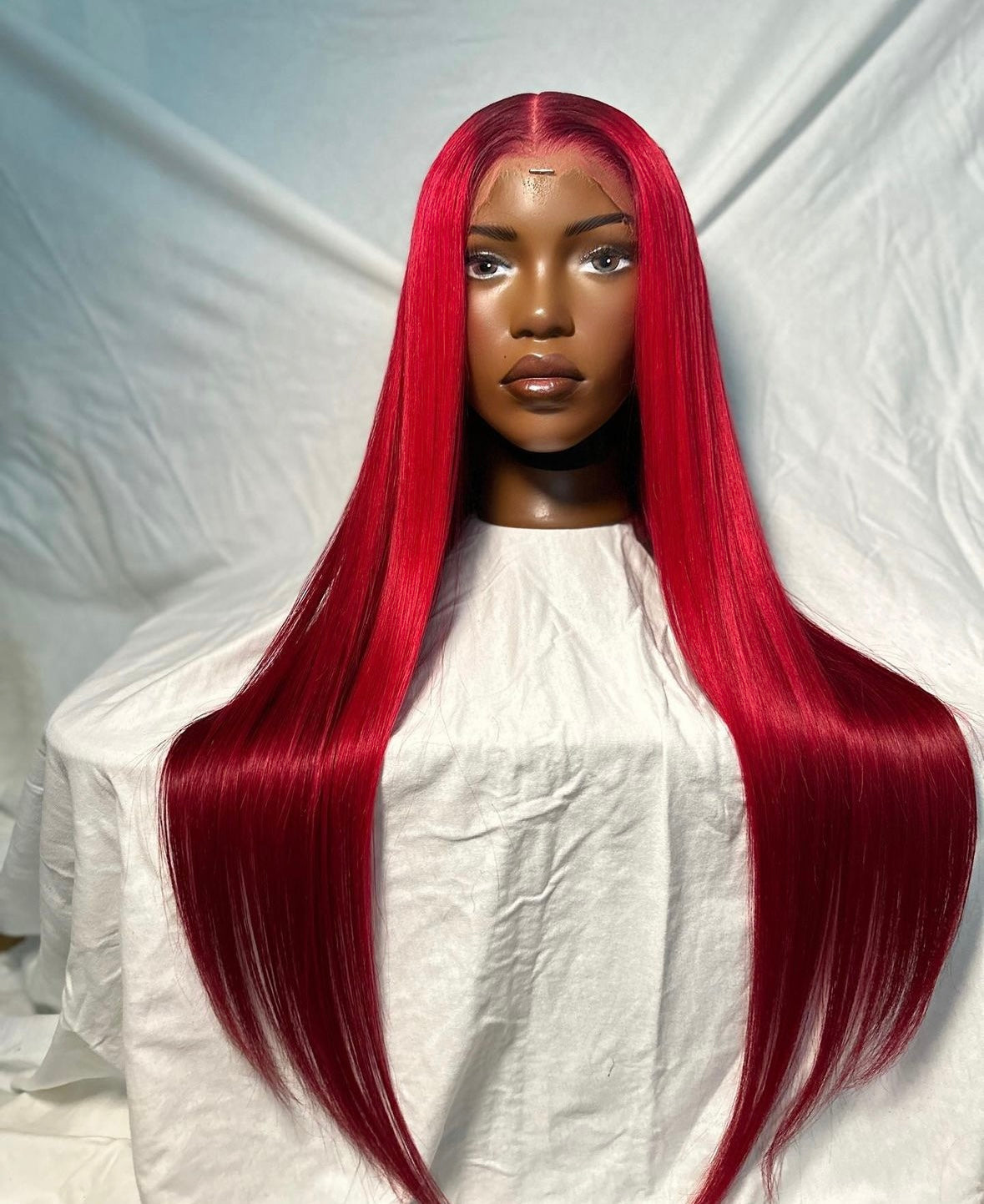 HD 6x6 closure Bright red straight frontal