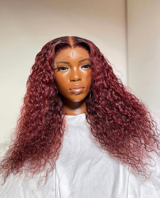 HD 6x6 closure Burgundy deep wave frontal unit