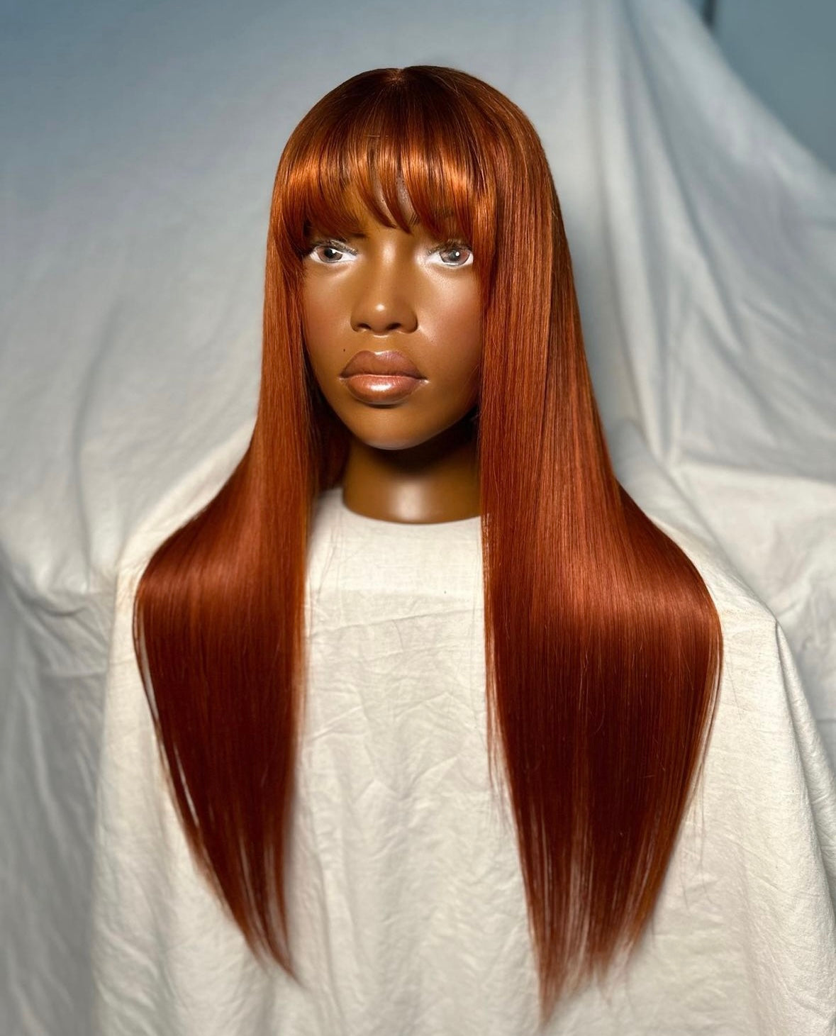 HD 5x5 closure Copper straight bang frontal unit