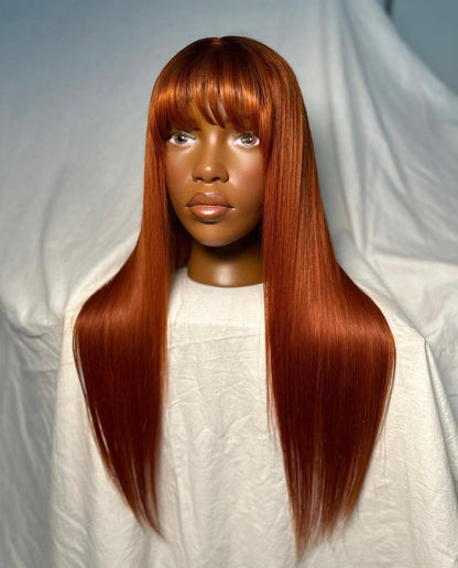 HD 5x5 closure Copper straight bang frontal unit