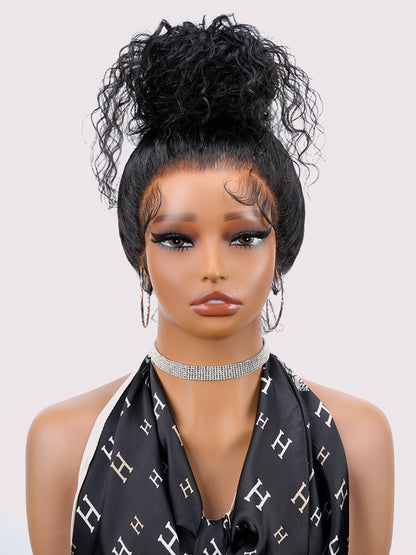 Glueless Invisi-Drawstring Flexible Fit 360 Lace Frontal Wigs Water Wave Wigs With Bleached Knots