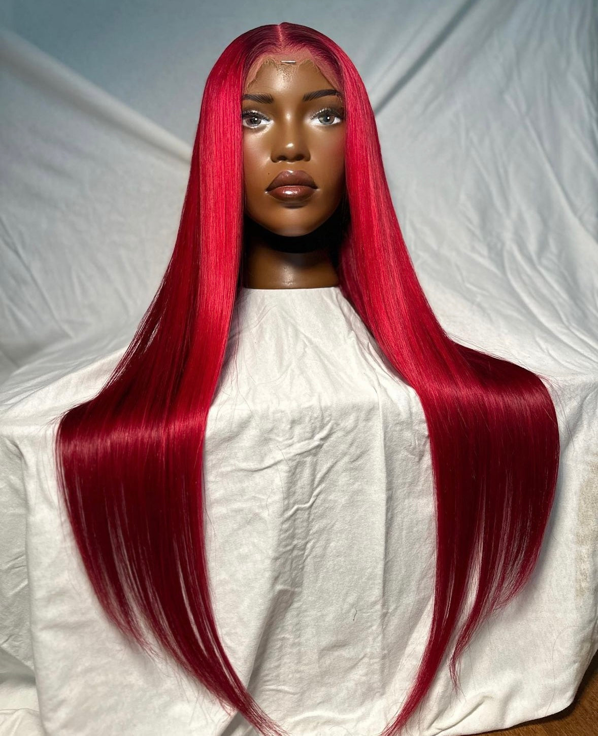 HD 6x6 closure Bright red straight frontal