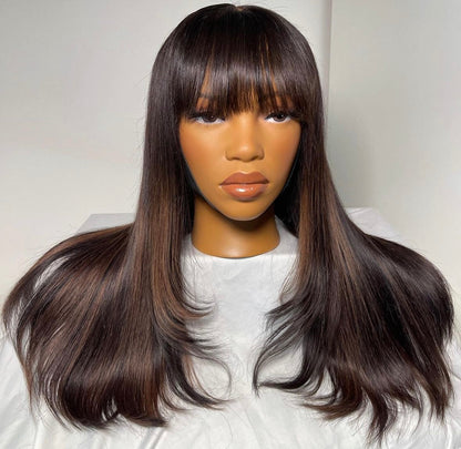 HD 5x5 closure brown fringe straight frontal unit