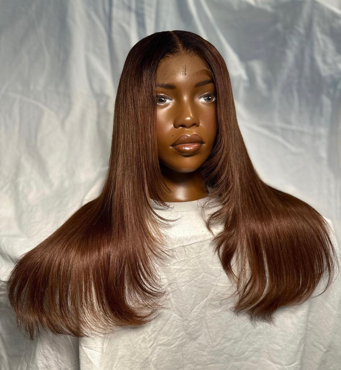 HD 5x5 closure Brown layered straight frontal