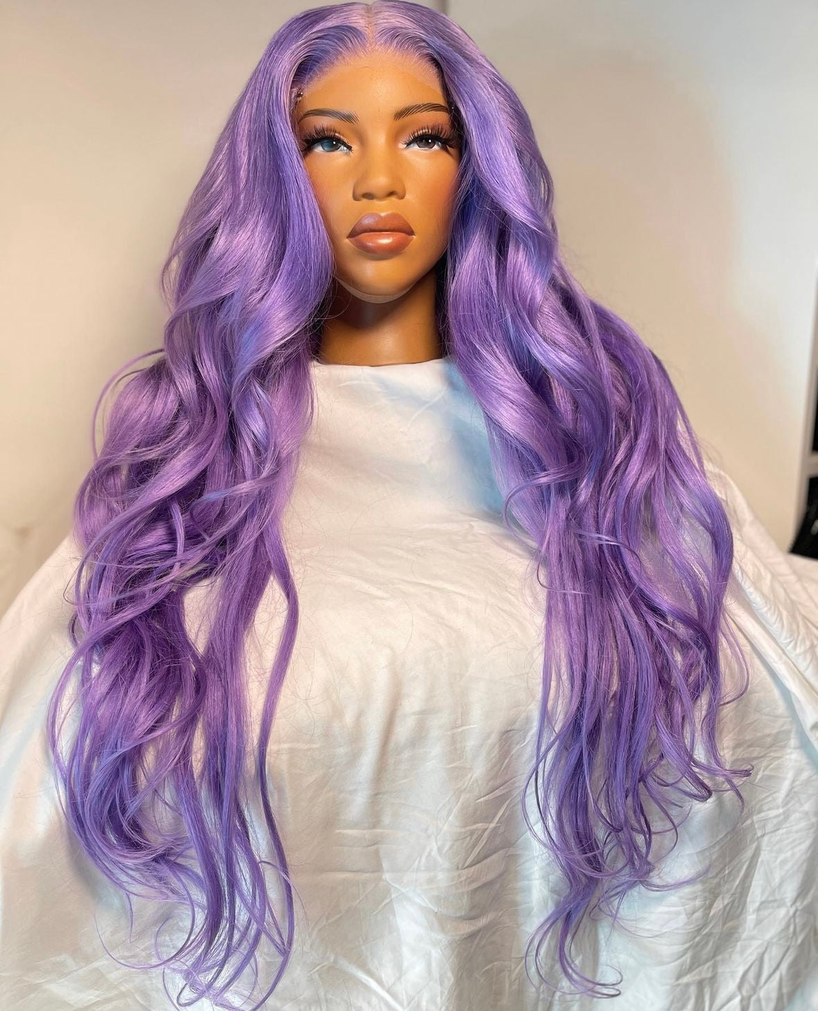 HD 5x5 closure pastel lilac wavy frontal