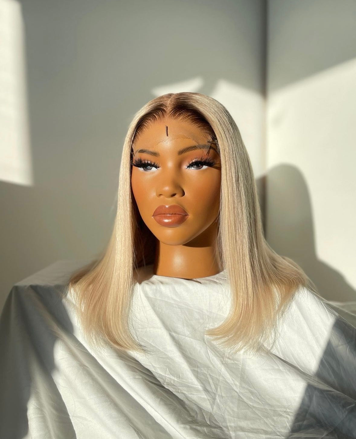 HD 5x5 closure white gold straight frontal bob