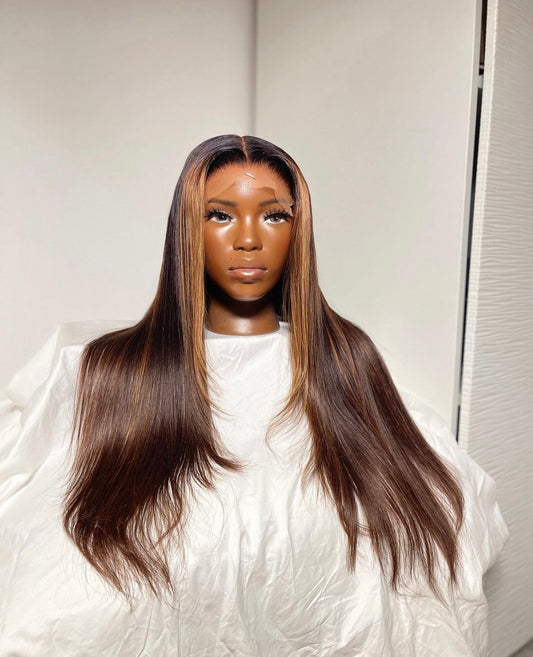 HD 6x6 closure brown highlight straight frontal unit