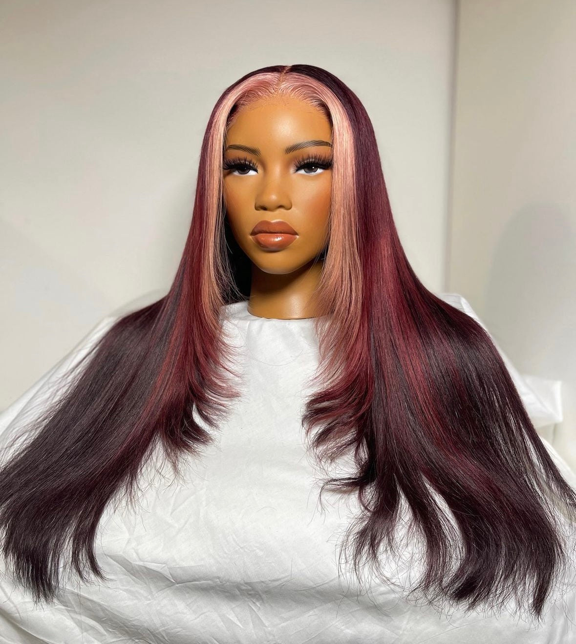 HD 6x6 closure burgundy highlight straight frontal unit