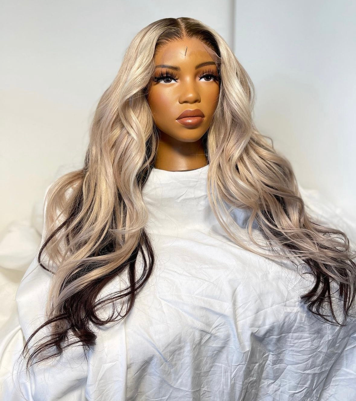 HD 6x6 closure blonde highlight wavey frontal