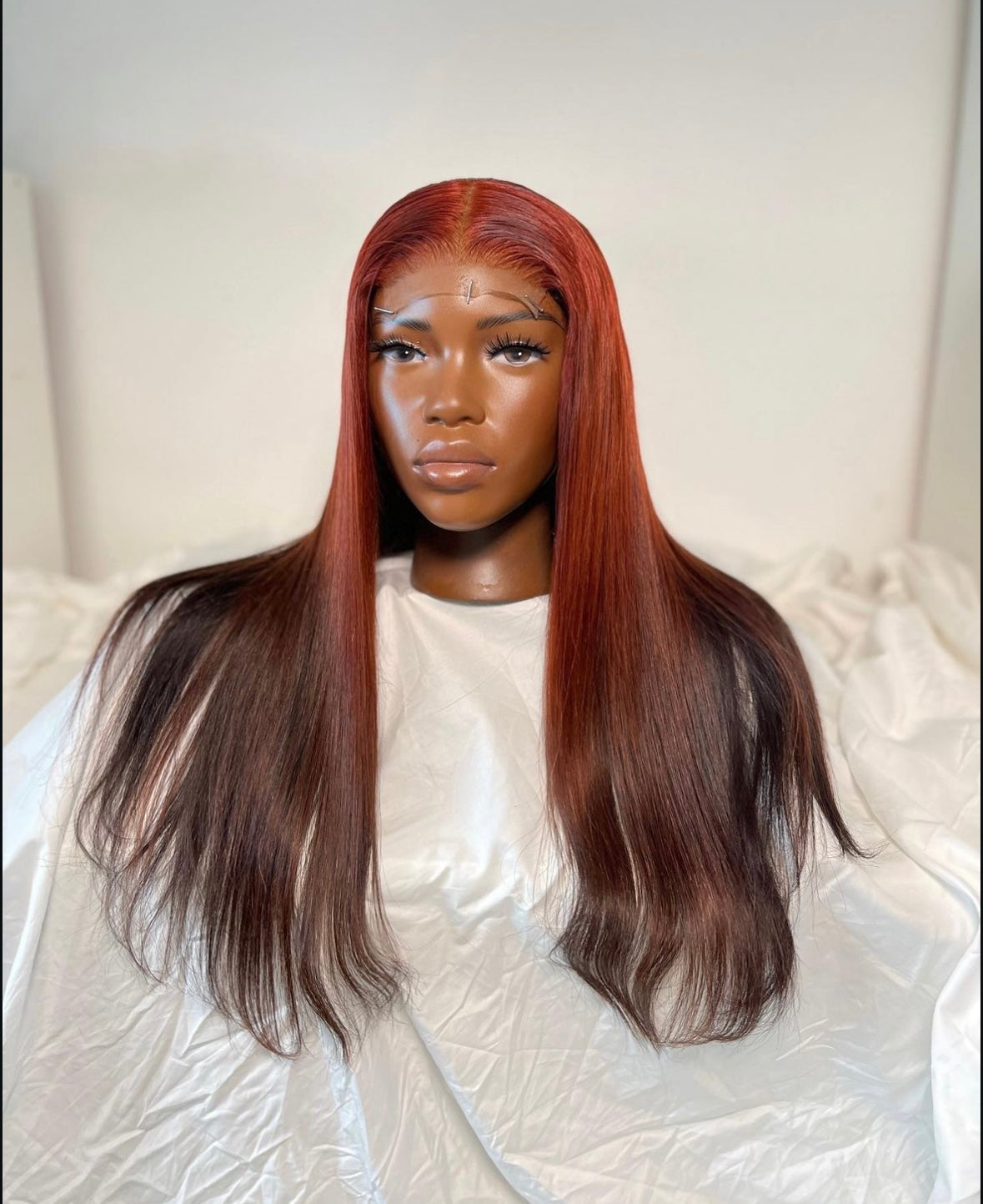 HD 5x5 closure red ombre highlight straight frontal unit