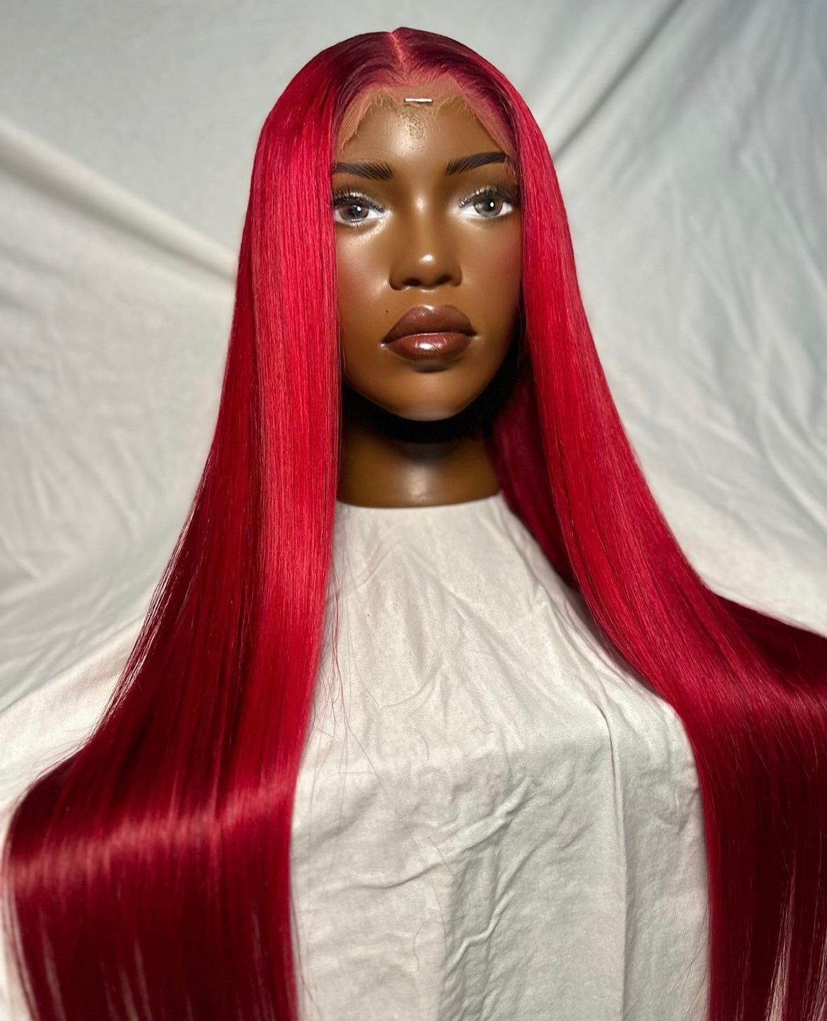 HD 6x6 closure Bright red straight frontal