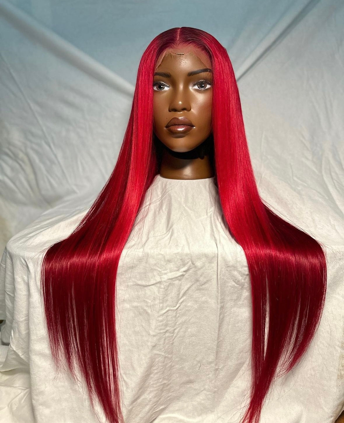HD 6x6 closure Bright red straight frontal