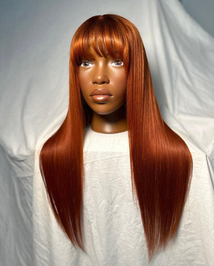 HD 5x5 closure Copper straight bang frontal unit