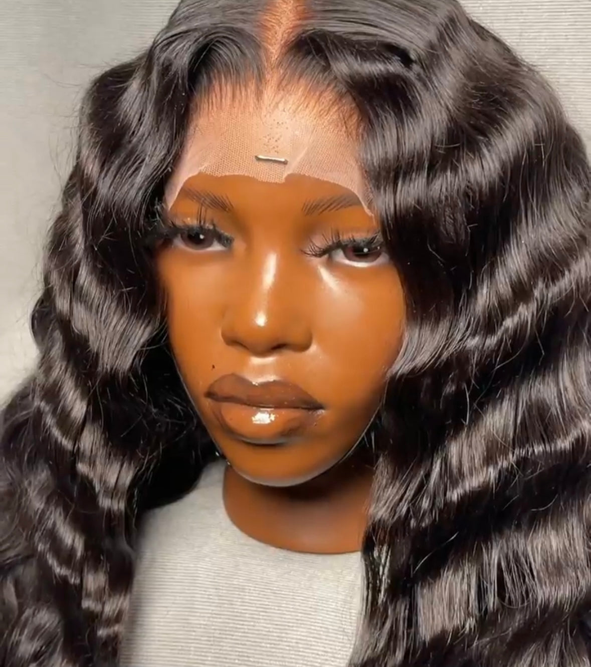 HD 5x5 closure jet black wavy fronta unit