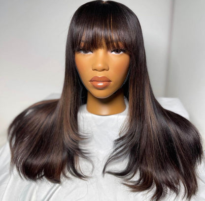 HD 5x5 closure brown fringe straight frontal unit