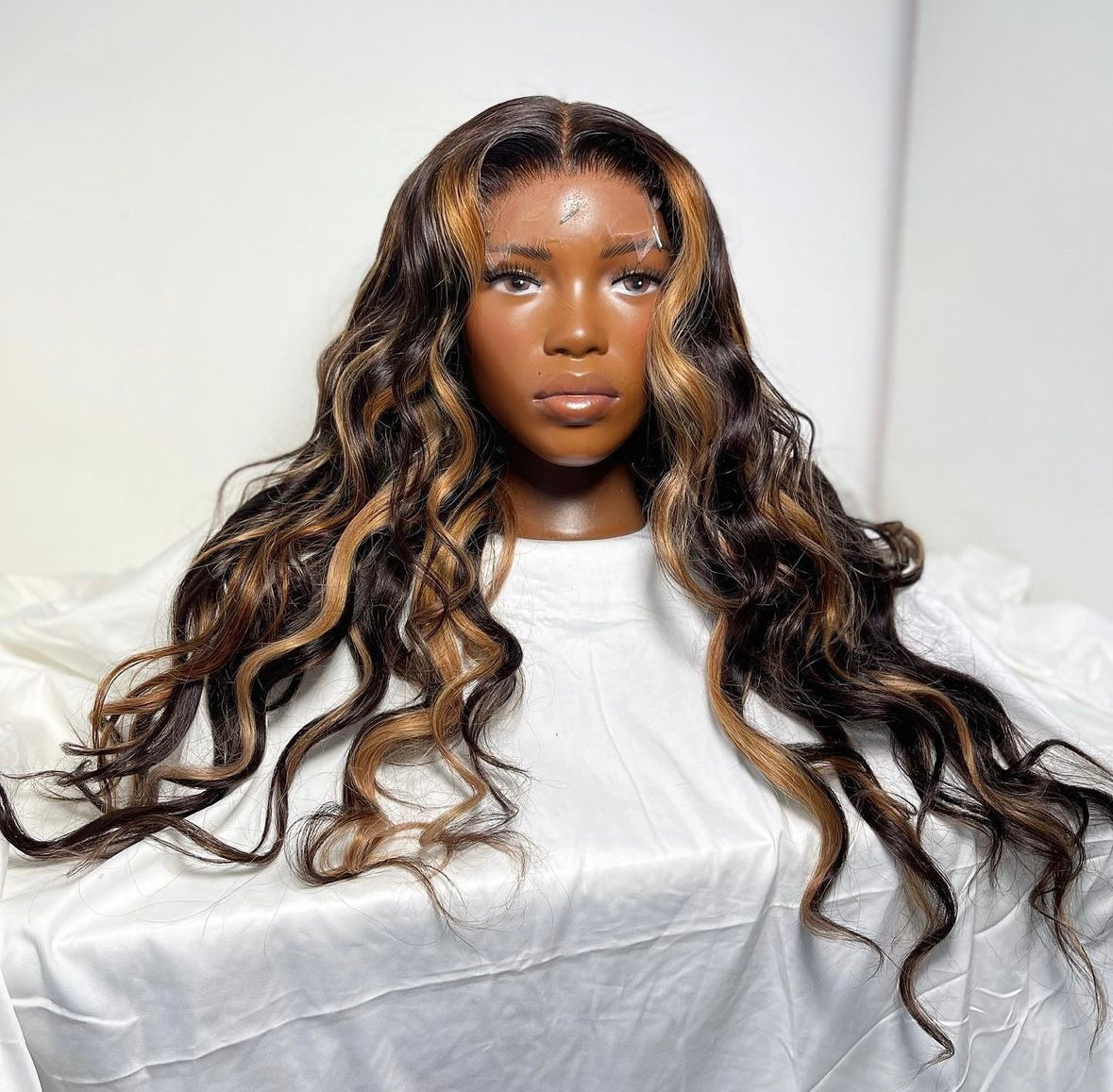 HD 5x5 closure brown highlight wavey frontal unit