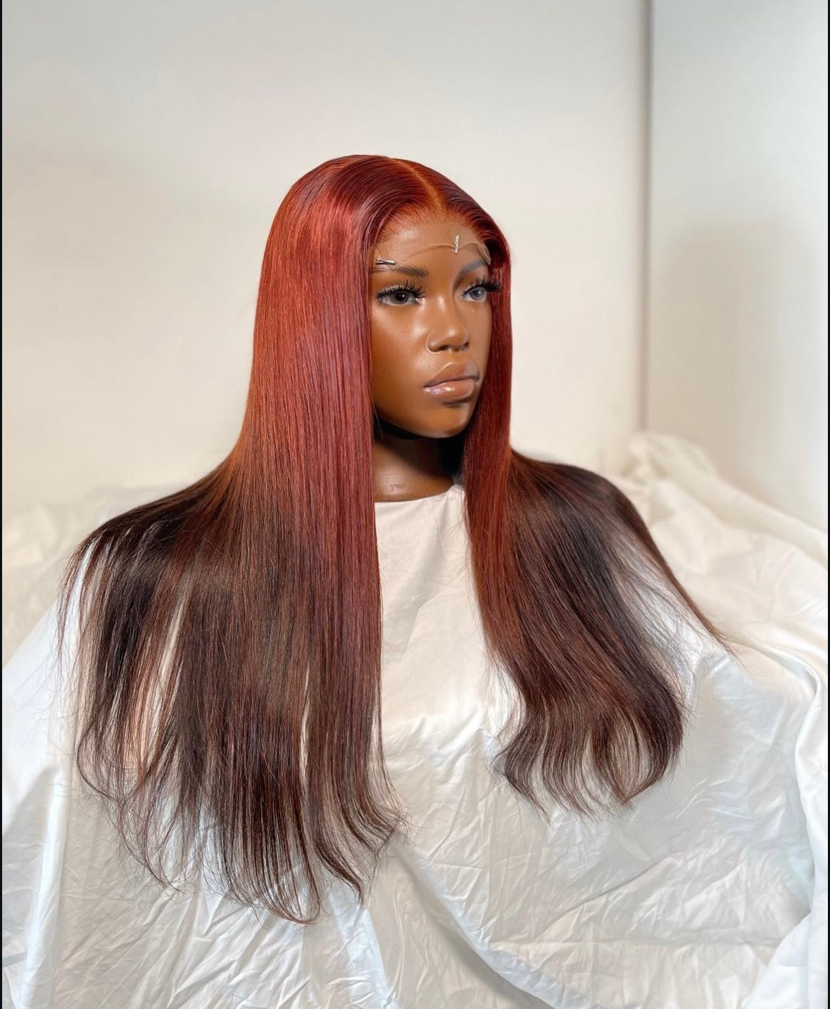 HD 5x5 closure red ombre highlight straight frontal unit