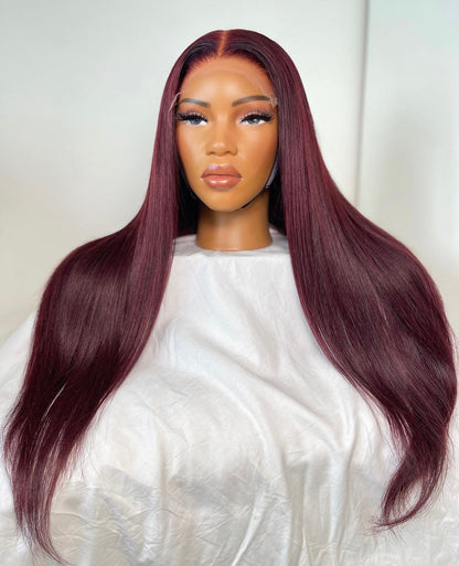 HD 6x6 closure burgundy straight frontal