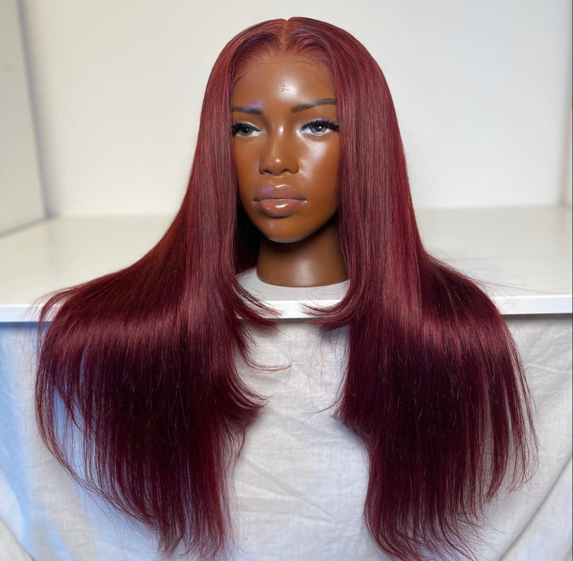 HD 5x5 closure burgundy straight frontal unit