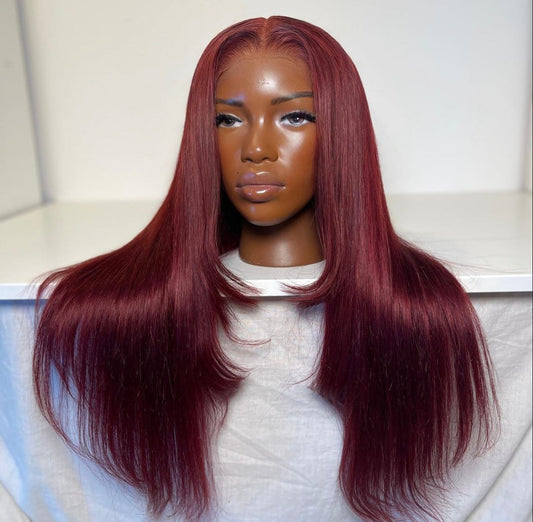 HD 5x5 closure burgundy straight frontal unit