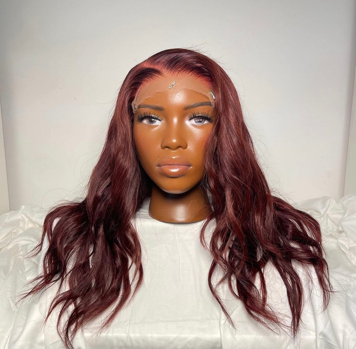 HD 6x6 closure burgundy layered wavy frontal unit