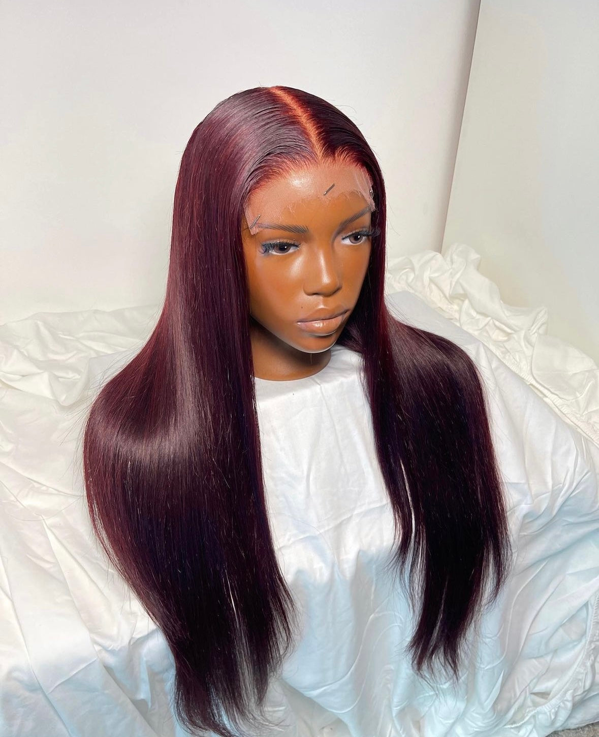 HD 6x6 closure burgundy straight frontal unit