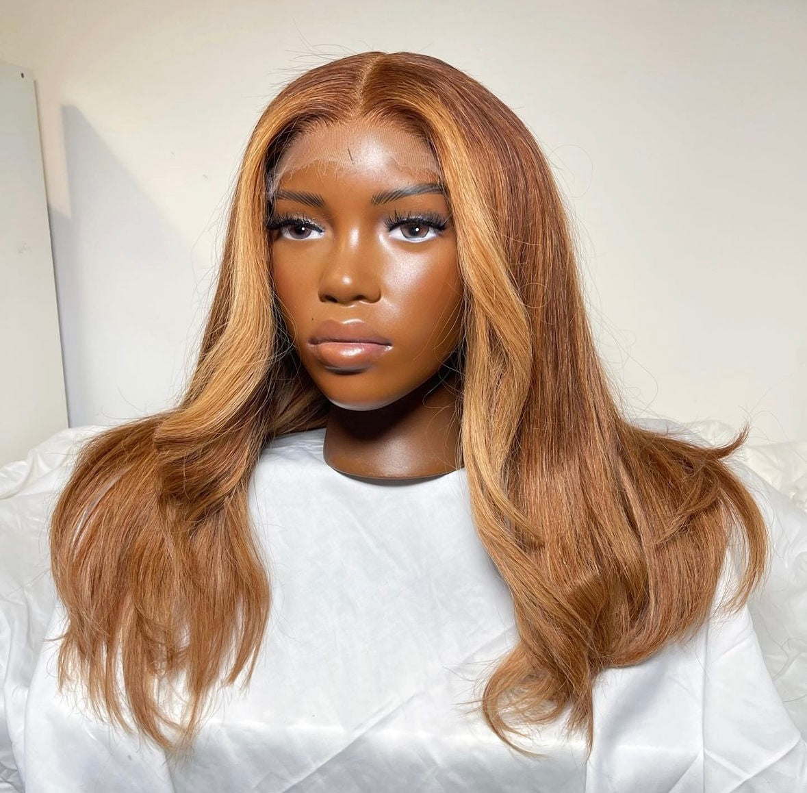 HD 6x6 closure honey blonde curtain bang straight frontal unit