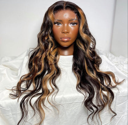 HD 5x5 closure brown highlight wavey frontal unit