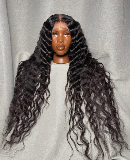 HD 5x5 closure jet black wavy fronta unit