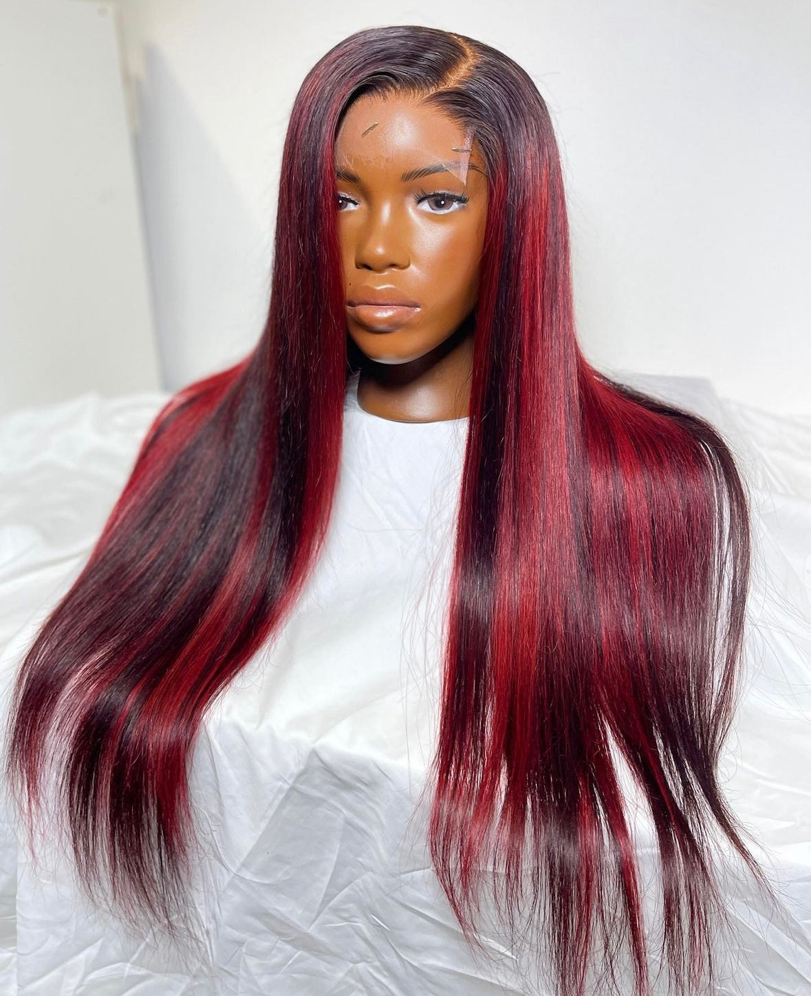 HD 5x5 closure red highlight straight frontal unit