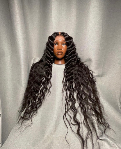 HD 5x5 closure jet black wavy fronta unit