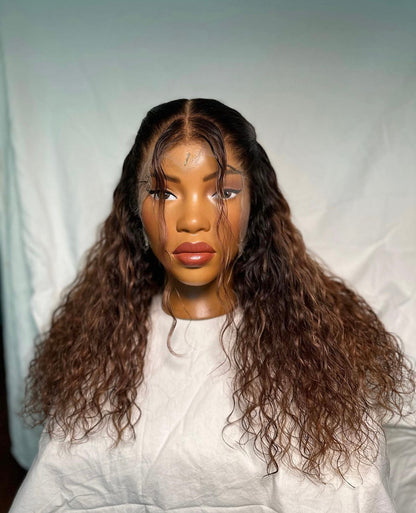 HD 13x6 Ombre brown Italian curly frontal unit