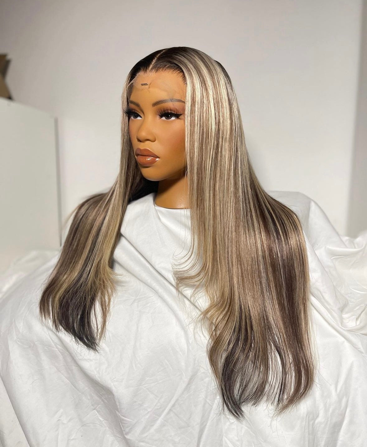 HD 13x6 blonde highlight straight frontal unit