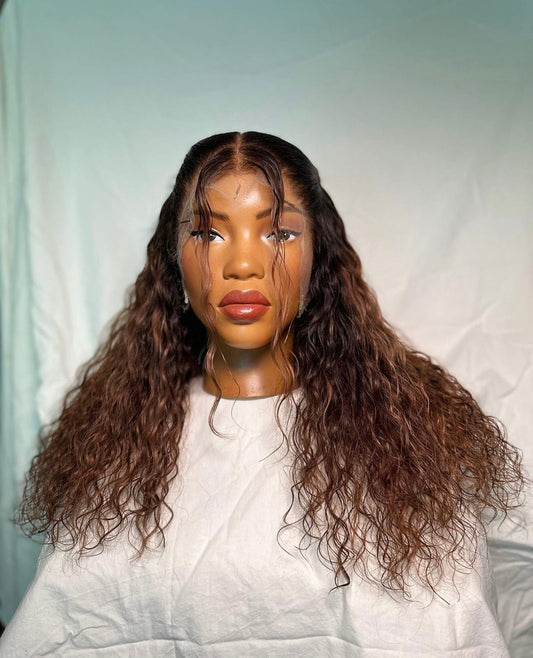 HD 13x6 Ombre brown Italian curly frontal unit