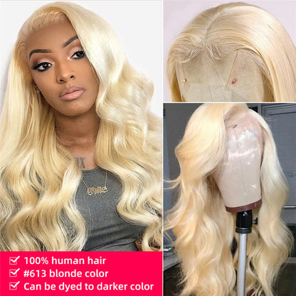 Blonde 5x5 Lace Front Wigs Color 613 Body Wave Human Hair Lace Wigs With Baby Hair
