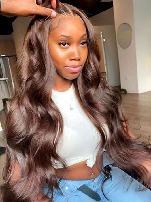 Brown Wig Colored Super Invisible LY Lace Wigs Body Wave Brown Lace Front Wigs