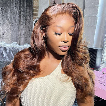 Dark Brown Human Hair Lace Front Wigs Straight Real Human Hair Wig