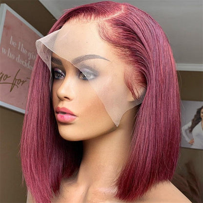 Burgundy Bob Wigs 99J Red Blunt Cut Bob Human Hair Wig