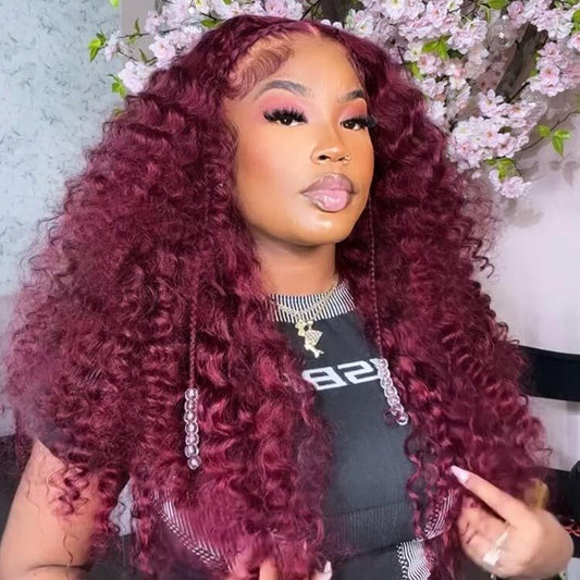 Burgundy Deep Wave Lace Front Deep Weave Hair